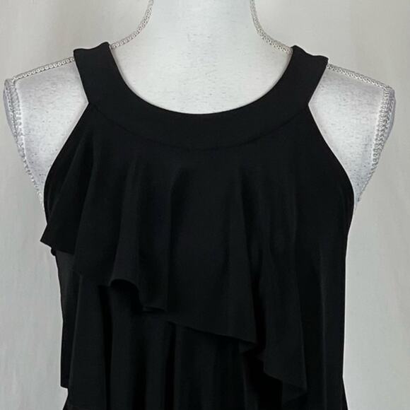 White House Black Market Ruffled Layered Party Event Black Dress NWOT Size S - Picture 3 of 11